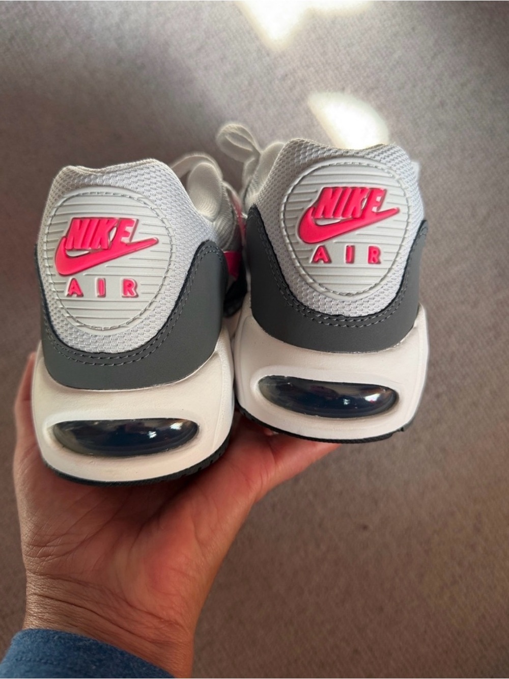 Nike Air Sneakers in White, Gray & Pink Accent